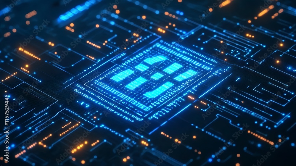 Obraz premium Futuristic Digital Circuit Board with and Big Data Concept