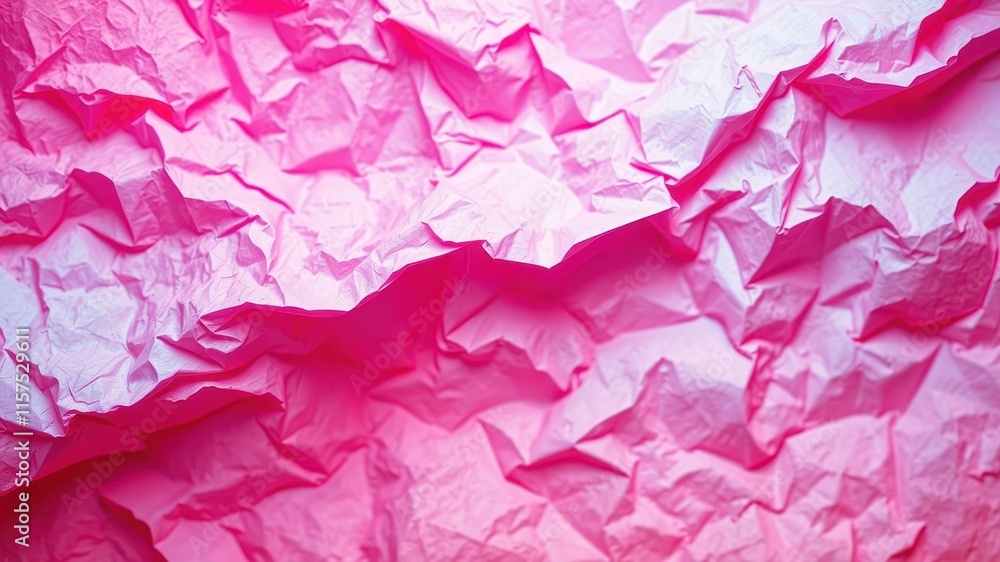 Fototapeta premium Abstract Pink Crumpled Paper Texture Background A Close-Up View