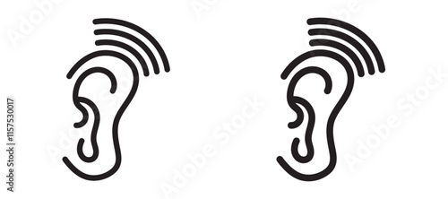 Assistive listening systems icons in black line and filled versions