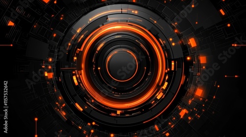 Futuristic digital technology background.  Abstract glowing circles and lines.