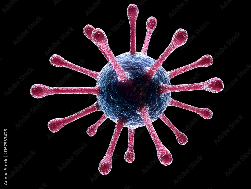 Naklejka premium Microscopic Virus 3D Illustration