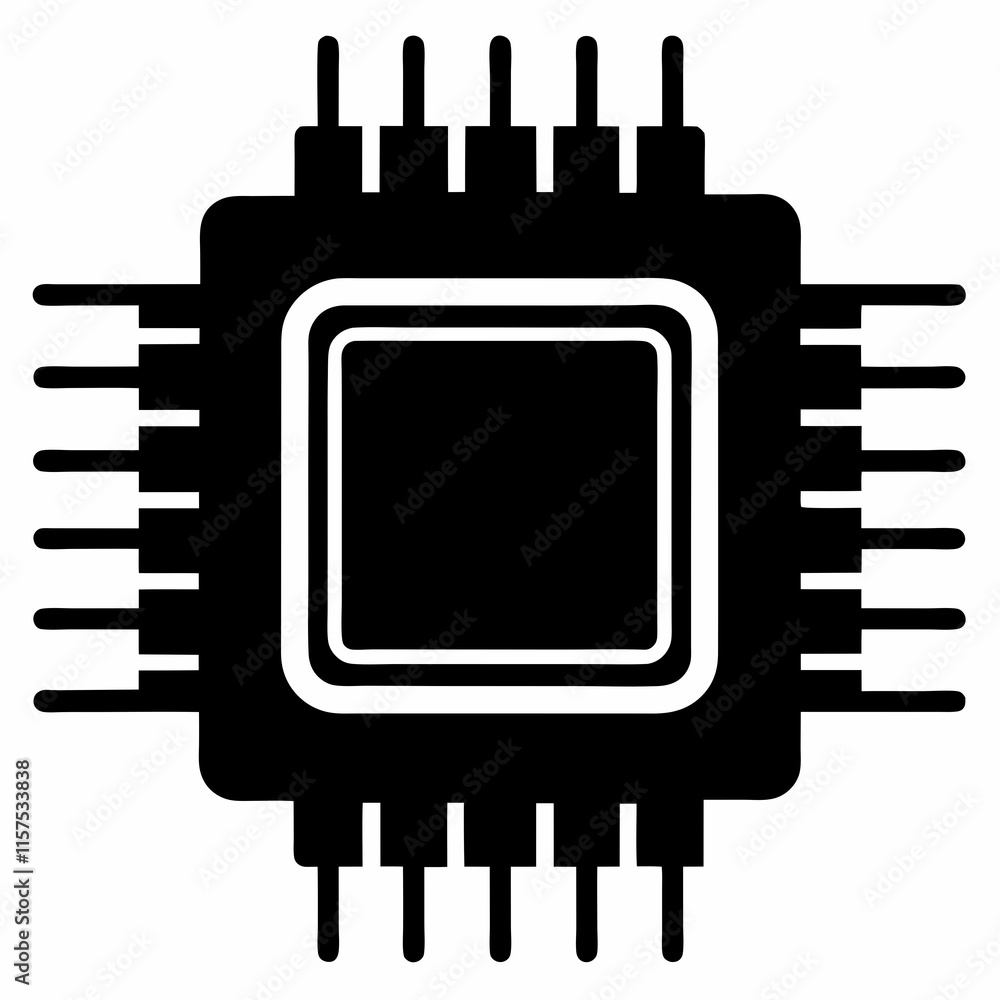 CPU Black Silhouette Vector CPU Black Silhouette Vector