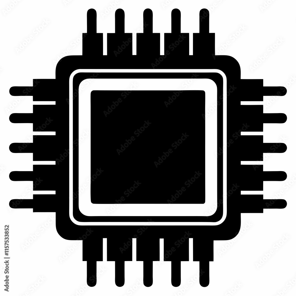 CPU Black Silhouette Vector CPU Black Silhouette Vector
