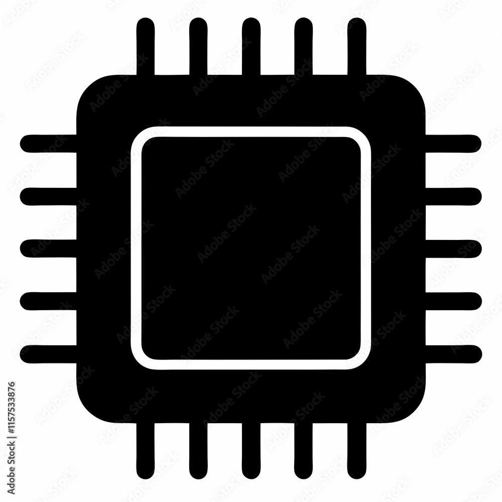 CPU Black Silhouette Vector CPU Black Silhouette Vector