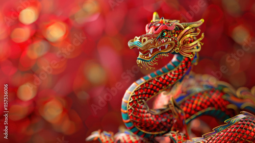 Wallpaper Mural Chinese New Year snake figurines, traditional festive theme, vibrant colors, rich red and gold details, detailed cultural elements, high-resolution illustration Torontodigital.ca