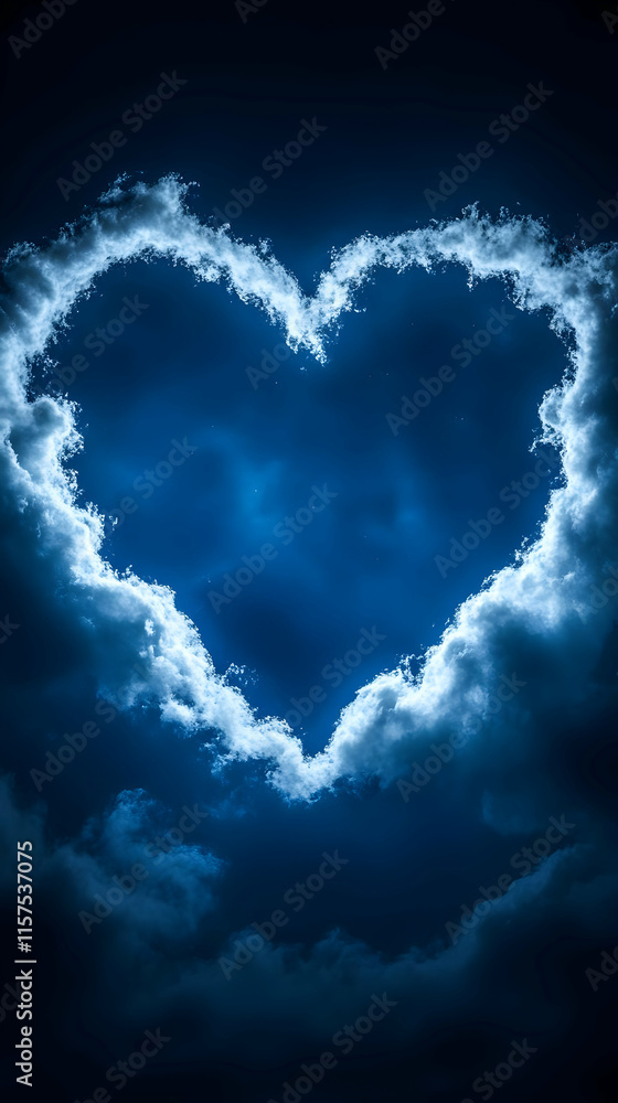 Fototapeta premium Night Sky Heart Cloud Abstract Background