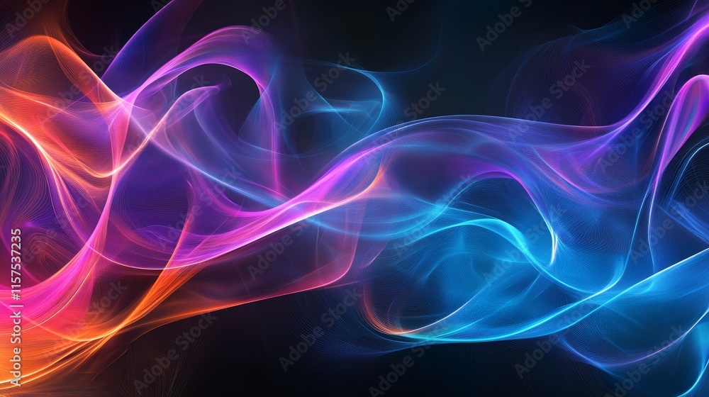 Fototapeta premium Abstract colorful glowing neon waves background