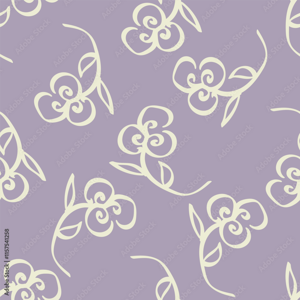 Cute hand drawn floral seamless pattern background Cute hand drawn floral seamless pattern background