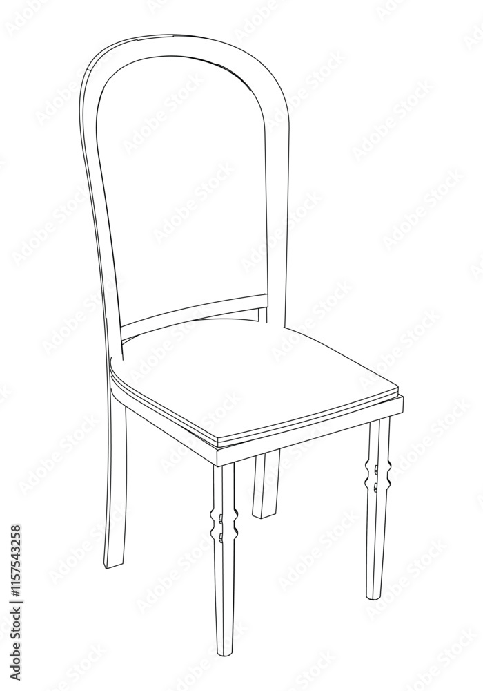 Restaurant Chair isolated on white background in different positions. Line graphics icon. Outline illustration for coloring book, interior projects, designers. Restaurant Chair isolated on white background in different positions. Line graphics icon. Outline illustration for coloring book, interior projects, designers.