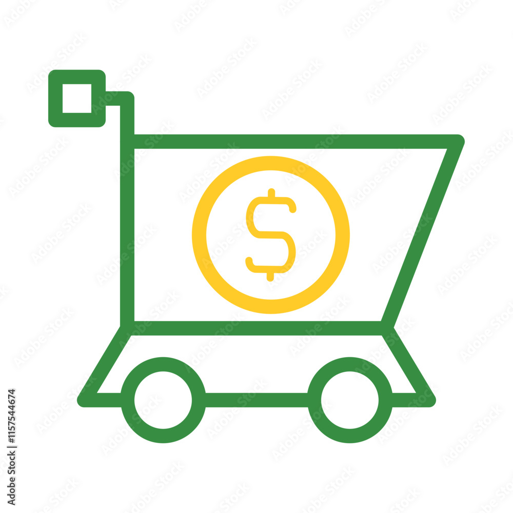 Shopping cart with dollar sign icon. Concept of shopping, buying, and selling. Shopping cart with dollar sign icon. Concept of shopping, buying, and selling.