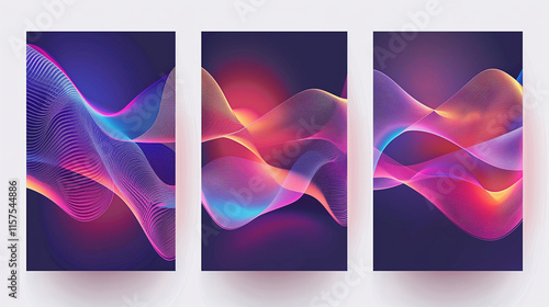 Vinyl Record Mockup with GeneMusic poster design background vector set. Electro Sound Cover template with vibrant abstract gradient geometric shape and line wave. Ideal design forrative AI