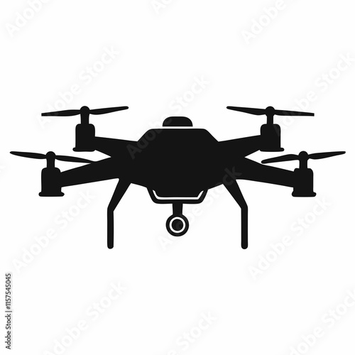 Drone Node Silhouette Vector Art