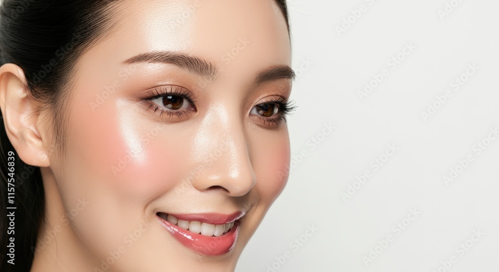 Beauty portrait of young asian female with radiant skin and natural makeup Beauty portrait of young asian female with radiant skin and natural makeup