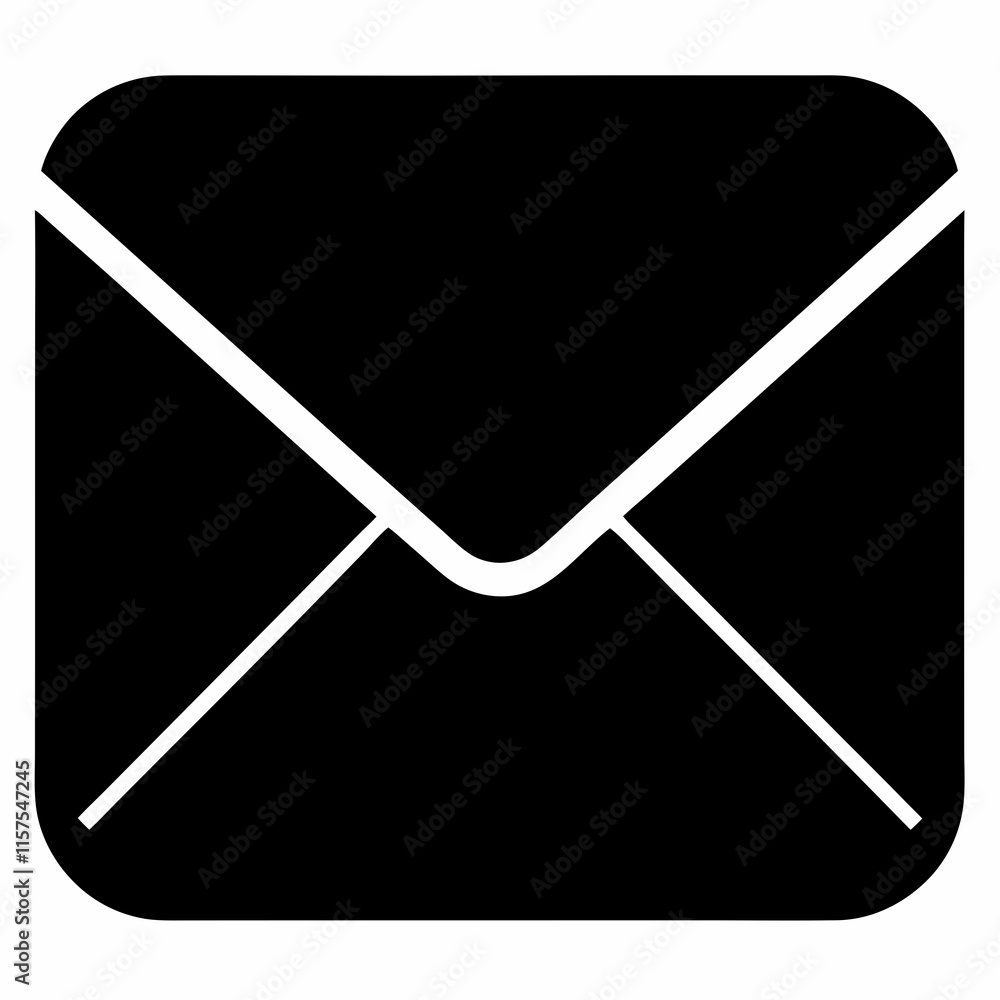 Email Envelope Black Silhouette Vector Email Envelope Black Silhouette Vector