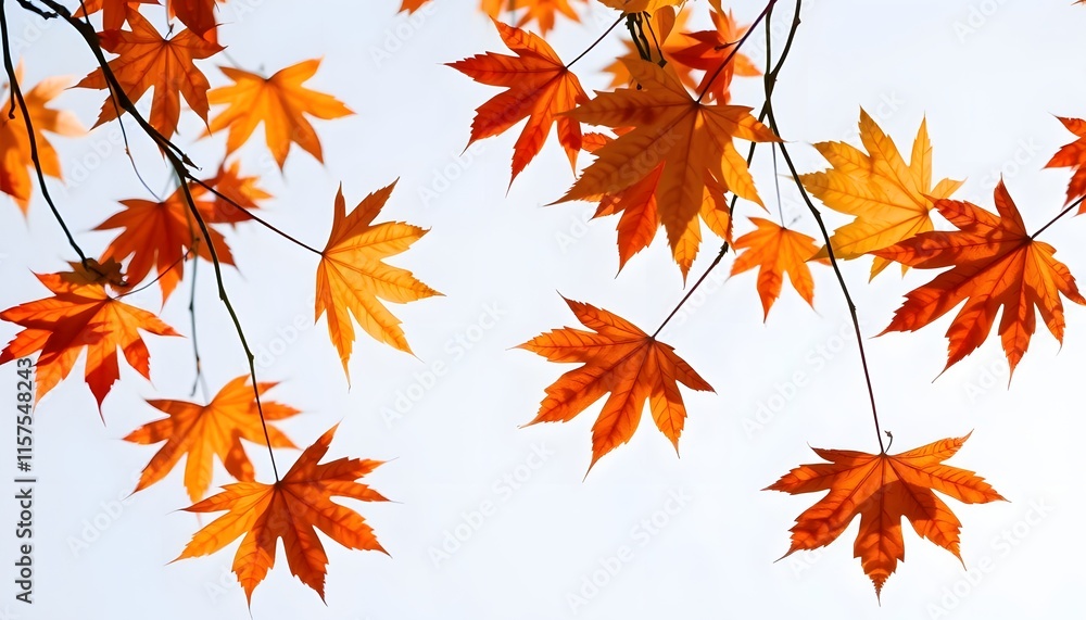 Autumn maple leaves blowing in the air. Movement and natural flow isolated against a transparent background Autumn maple leaves blowing in the air. Movement and natural flow isolated against a transparent background