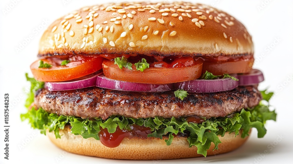 Juicy burger with lettuce and tomato
Juicy burger with lettuce and tomato