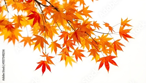 Autumn maple leaves blowing in the air. Movement and natural flow isolated against a transparent background