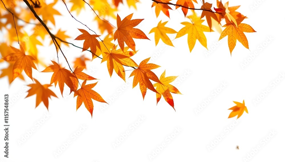 Autumn maple leaves blowing in the air. Movement and natural flow isolated against a transparent background Autumn maple leaves blowing in the air. Movement and natural flow isolated against a transparent background