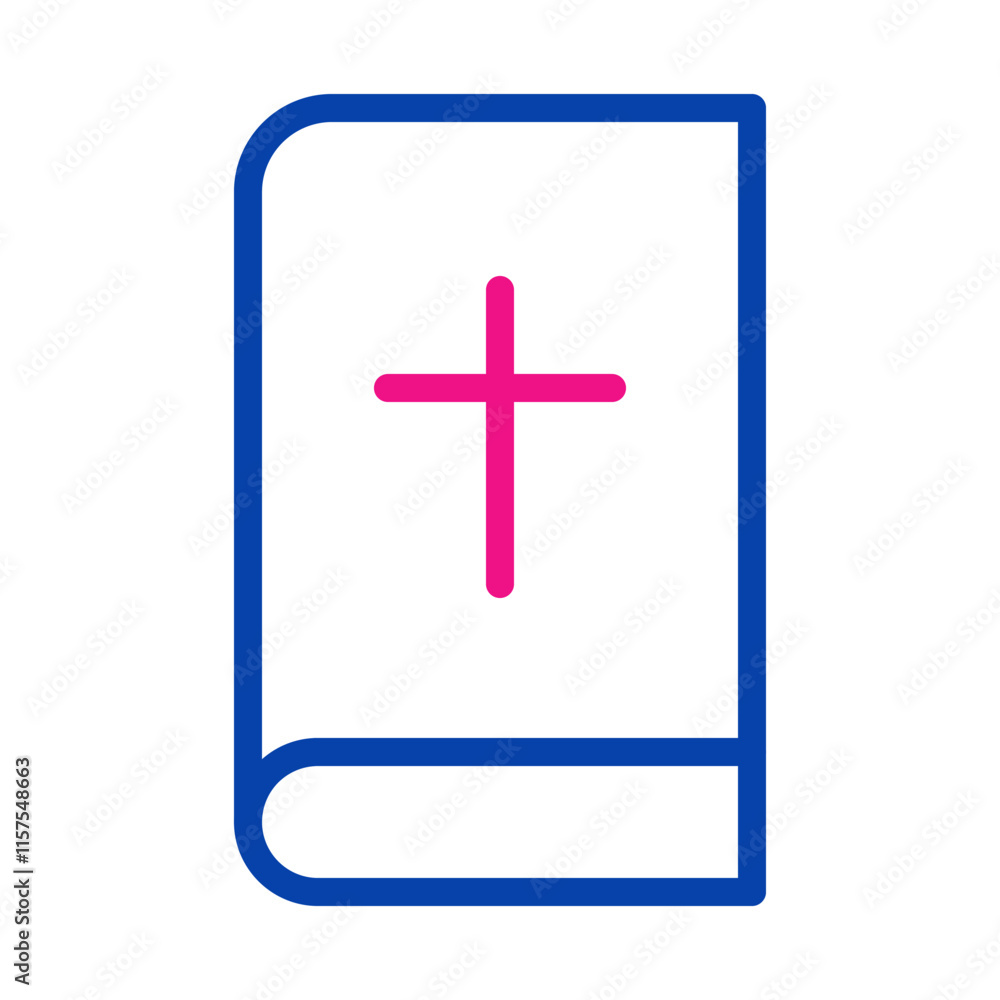 Obraz premium Bible book icon with cross. Concept of Christianity, faith, and religion.