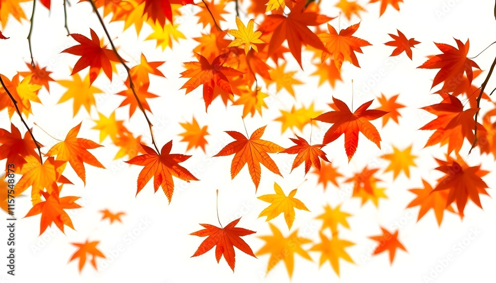Autumn maple leaves blowing in the air. Movement and natural flow isolated against a transparent background Autumn maple leaves blowing in the air. Movement and natural flow isolated against a transparent background
