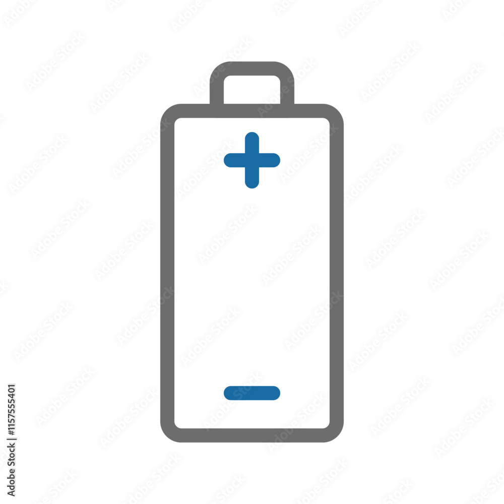 Battery icon with plus and minus signs. Concept of energy, power, and electricity. Battery icon with plus and minus signs. Concept of energy, power, and electricity.