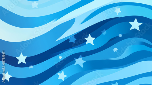 Abstract blue stripes with stars. Borealis. Illustration