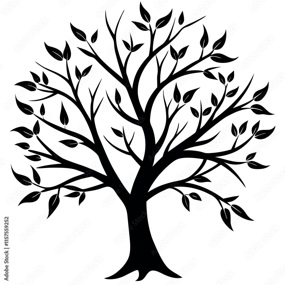 Obraz premium Vector illustration bare tree silhouette