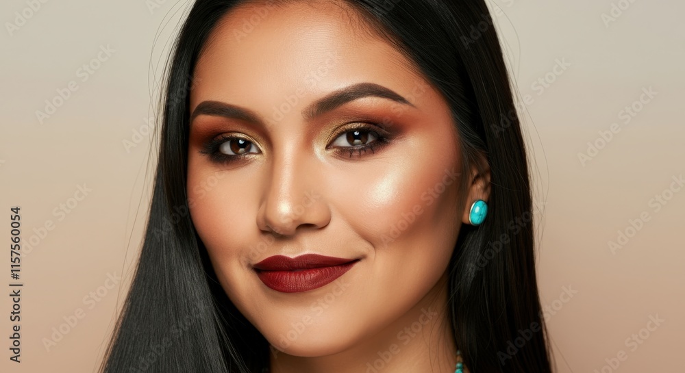 Elegant portrait of a young asian woman with radiant makeup and long hair Elegant portrait of a young asian woman with radiant makeup and long hair