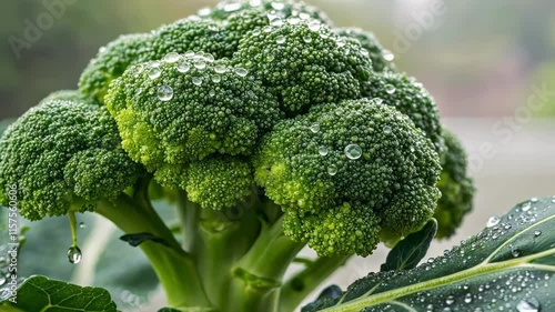 Wallpaper Mural Broccoli CloseUp A vibrant green head of broccoli showcasing its tightly packed florets with dew drops glistening on its surface highlighting its freshness and nutrientrich nature. Torontodigital.ca