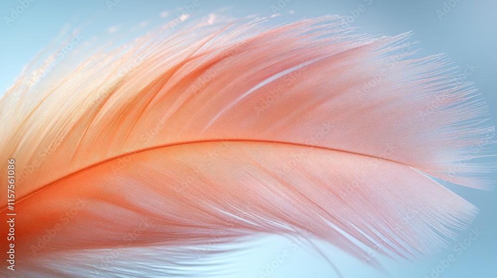 A close-up of a delicate, soft pink feather against a blurred background. A close-up of a delicate, soft pink feather against a blurred background.