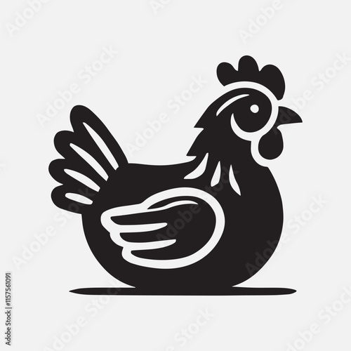 Hen cock rooster chicken chick Farm animal poultry broiler icon silhouette vector  isolated on white background