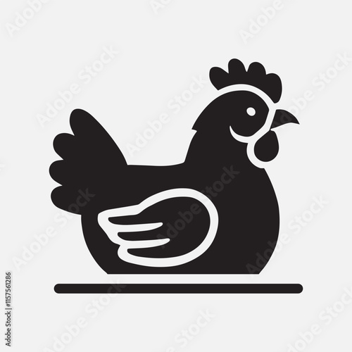 Hen cock rooster chicken chick Farm animal poultry broiler icon silhouette vector  isolated on white background