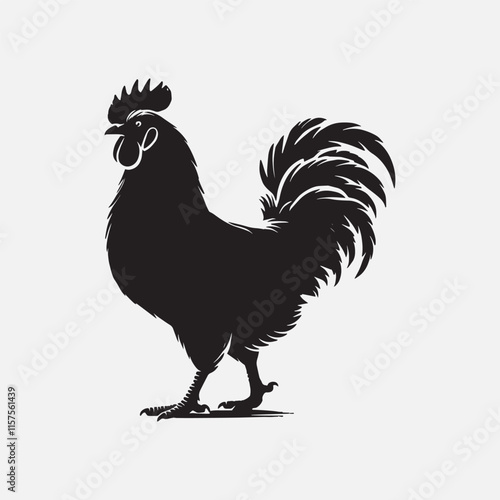 Hen cock rooster chicken chick Farm animal poultry broiler icon silhouette vector  isolated on white background