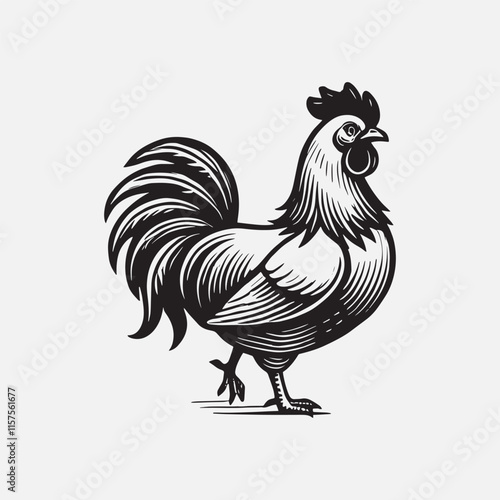 Hen cock rooster chicken chick Farm animal poultry broiler icon silhouette vector  isolated on white background