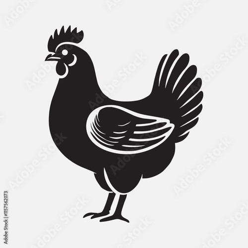 Hen cock rooster chicken chick Farm animal poultry broiler icon silhouette vector  isolated on white background