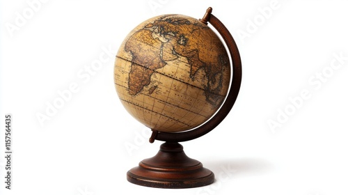 Elegant wooden globe showcasing the world map. A classic representation of geography and exploration. Perfect for educational or decorative purposes. Generative AI