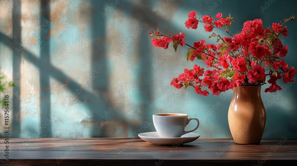 cup of coffee and flowers cup of coffee and flowers