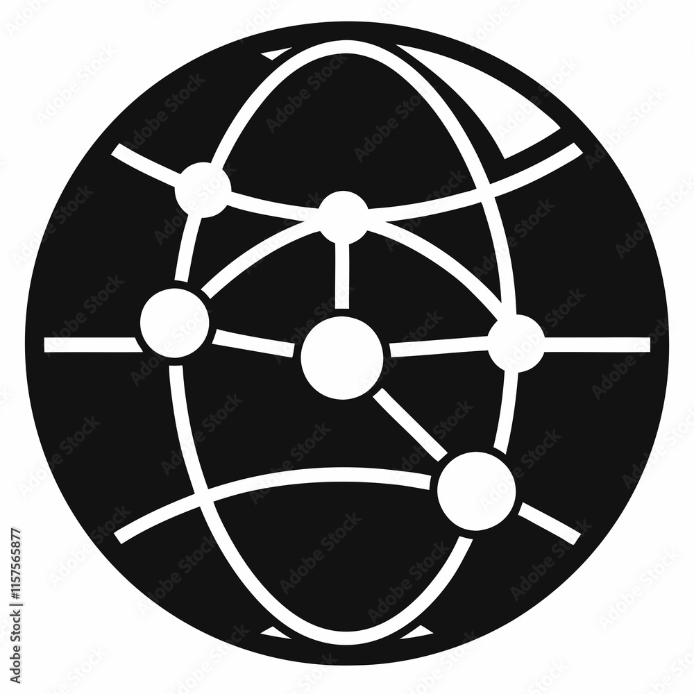 Globe Network Silhouette Vector Globe Network Silhouette Vector