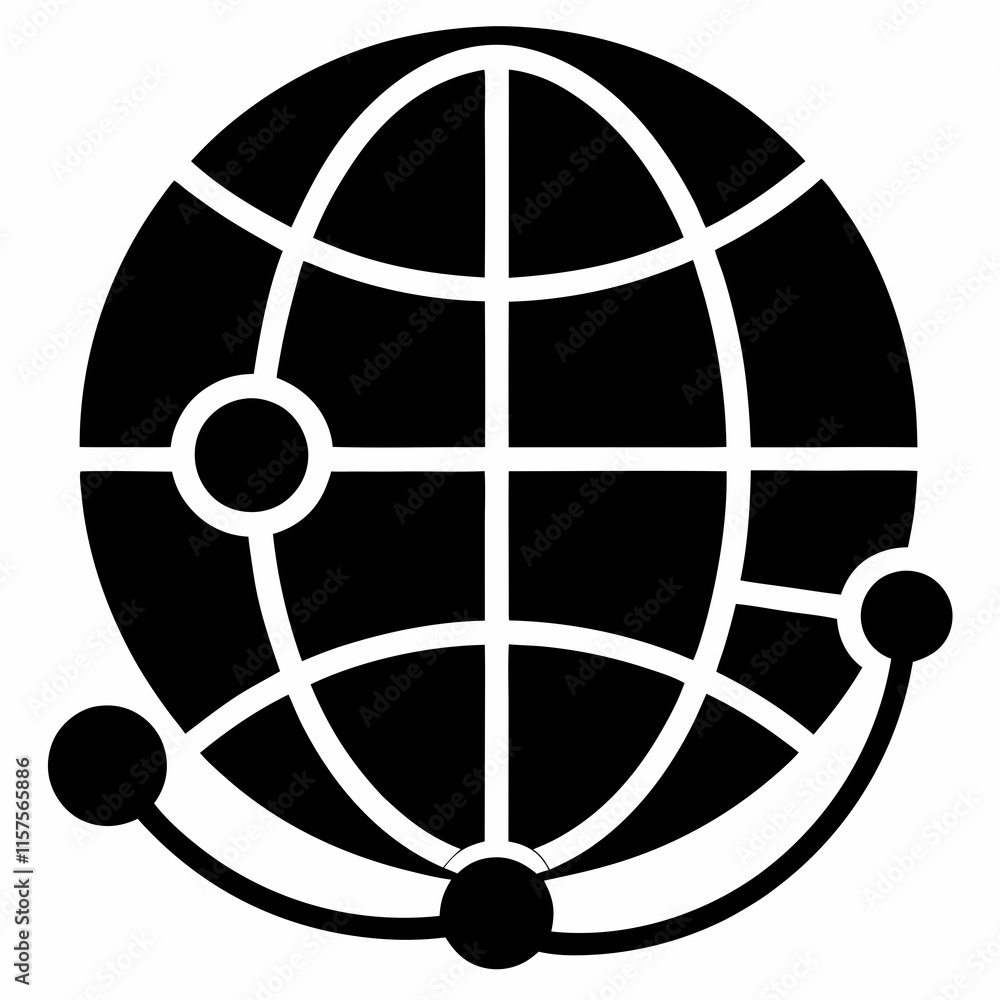 Globe Network Silhouette Vector Globe Network Silhouette Vector