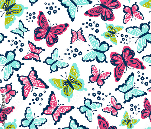 Happy Spring Butterflies Fuchsia