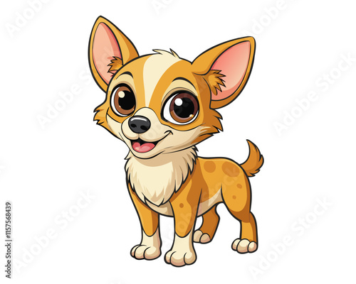 Chihuahua character sticker. Cartoon small dog portrait. Cute cheerful pet