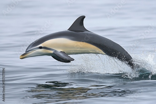 Graceful dolphin leaping through ocean waves