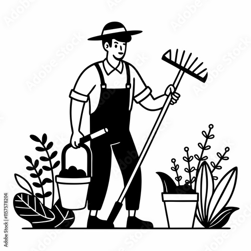 farmer with a shovel