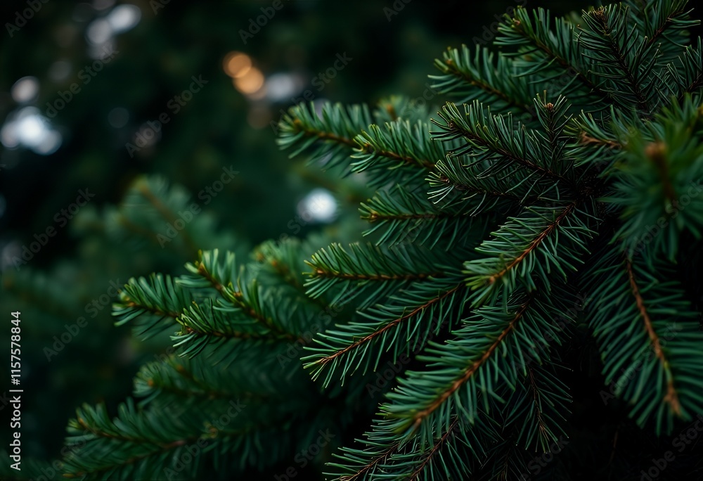 Evergreen Pine Branches: A Dark, Moody Close-up Evergreen Pine Branches: A Dark, Moody Close-up