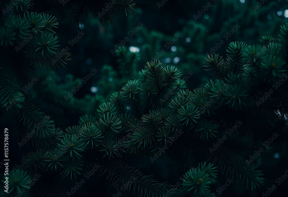 Deep Emerald Conifers: A Moody Forest Close-Up Deep Emerald Conifers: A Moody Forest Close-Up