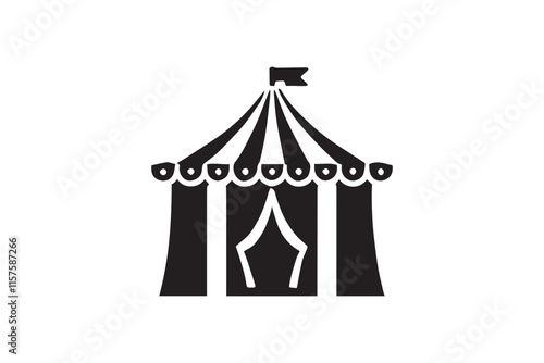 simple black an white circus tent vector silhouette isolated on a white background