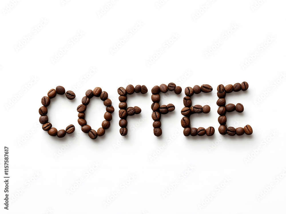 Creative Coffee Bean Typography Art on white background
Creative Coffee Bean Typography Art on white background