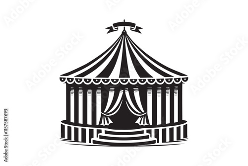 simple black an white circus tent vector silhouette isolated on a white background