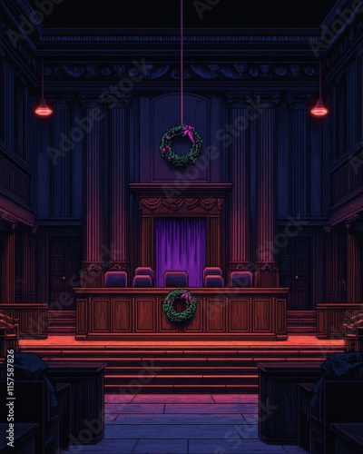 Pixel Art Courtroom Christmas Eve Decorations