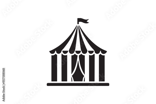 simple black an white circus tent vector silhouette isolated on a white background